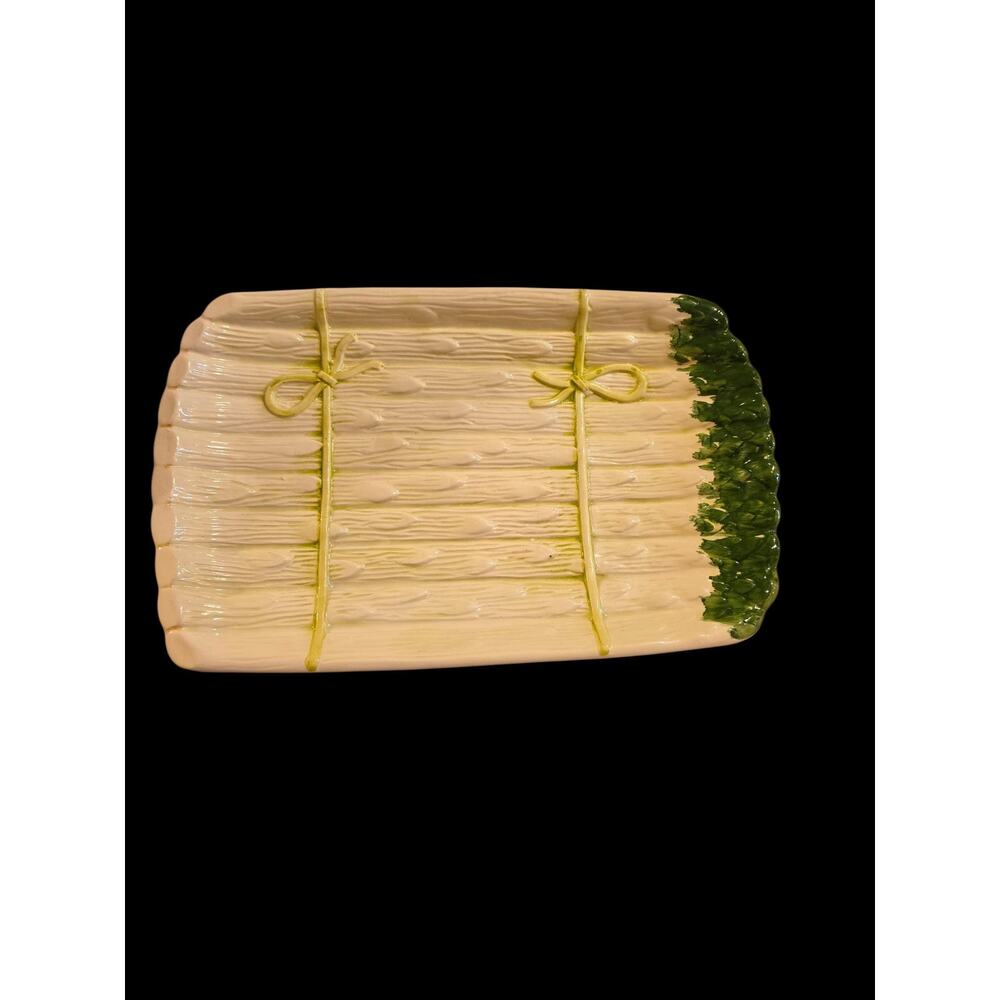 Vintage Shallow Asparagus Dish Portugal Majolica